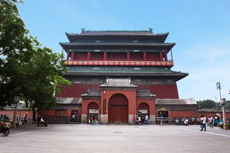 BEIJING, CHINA - JUNE 29, 2016. Gulou, bell tower of Beijing. The ancient building is situated in the old town, originally built for musical reasons, later used to announce time.のeditorial素材