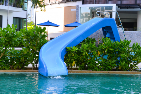 water slider at swimming pool