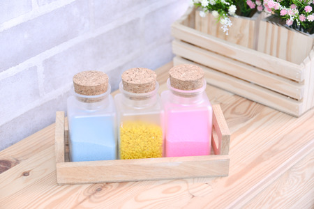 colorful small pebbles in a bottle: decorationの写真素材