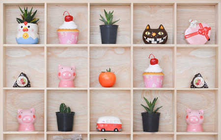 Wooden shelfの写真素材