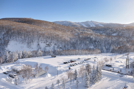 powder snow mountain in Sapporo, Hokkaido Japanのeditorial素材