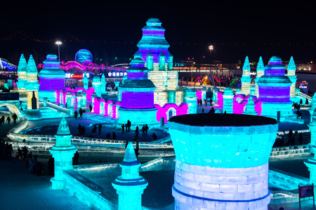 HARBIN, CHINA - JAN 21, 2017: Harbin International Ice and Snow Sculpture Festival is an annual...