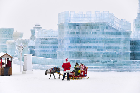 HARBIN, CHINA - JAN 21, 2017: Harbin International Ice and Snow Sculpture Festival is an annual winter festival that takes place in Harbin. It is the world largest ice and snow festival.のeditorial素材