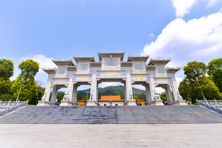 ZHUHAI, CHINA - APR 16 : Putuo temple is one of the tourist attraction. Temple is the landmark of Zhuhai city, Guangdong, China on April 16, 2017のeditorial素材