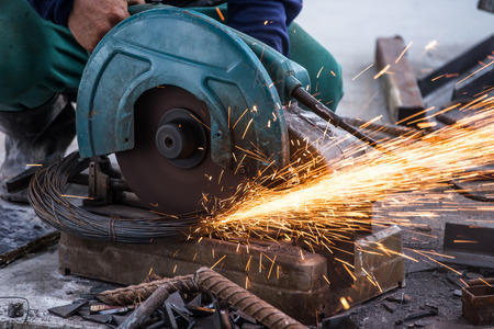 Metal cutting machine at workの写真素材