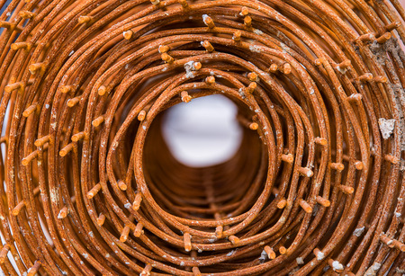 Close up of  rusty steel bar, material for industrial backgroundの写真素材