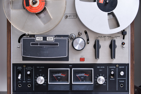 Retro reel to reel tape player and recorderの写真素材