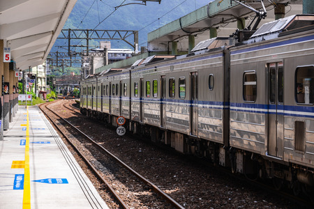 SHIFEN, TAIWAN -  OCT 10, 2017: The train at Shifen Old Street section of Pingxi District has become...