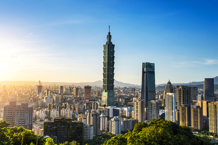 TAIPEI, TAIWAN - OCT 09, 2017: known as the Taipei World Financial Center is a landmark skyscraper in Taipei, Taiwan. The building was officially classified as the world's tallest in 2004 until 2010.のeditorial素材