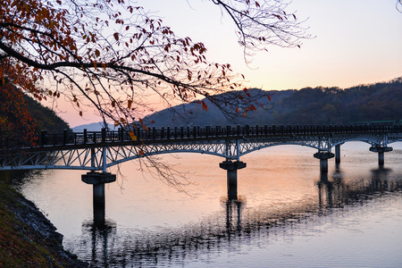 Wolyeonggyo bridge, Wooden bridge at Andong, South Korea.の写真素材