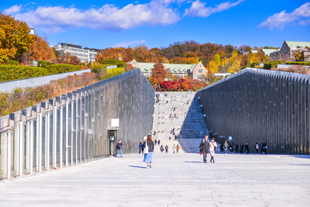 SEOUL, SOUTH KOREA - NOV 14, 2017: Ewha Womans University is a private women's university. It is currently the world's largest female educational institute.のeditorial素材