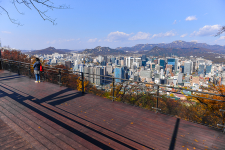 SEOUL, SOUTH KOREA - NOV 15, 2017 - Cityscape view of is Seoul, the capital and largest metropolis of the Republic of Korea.のeditorial素材