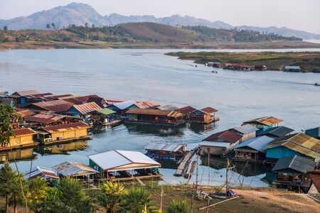 Kanchanaburi, Thailand - FEB 13, 2015: The landscape of Sankhlaburi, Thailand, a peaceful place and...