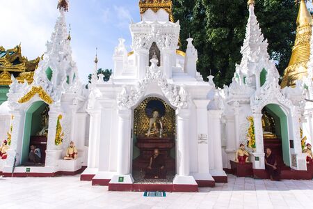 YANGON , MYANMAR - JUL 20, 2018: Shwedagon Pagoda  is the most sacred Buddhist pagoda in Myanmar.