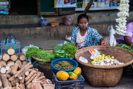 MANDALAY, MYANMAR - JUL 18, 2018: The way of people life in myanmar. The authentical culture of society.のeditorial素材