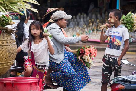 MANDALAY, MYANMAR - JUL 20, 2018: The way of people life in myanmar. The authentical culture of society.のeditorial素材