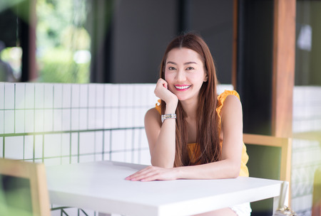 Beautiful asian girl in actionの写真素材