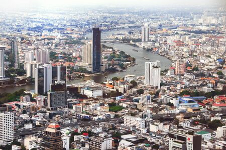 BANGKOK, THAILAND - DEC 07, 2018: The view of Bangkok city from King Power Mahanakhon building skyscraper in the central of Bangkok, Thailand.のeditorial素材