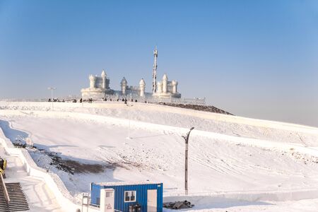 HARBIN, CHINA - JAN 2, 2019: Harbin International Ice and Snow Sculpture Festival is an annual winter festival that takes place in Harbin. It is the world largest ice and snow festival.のeditorial素材