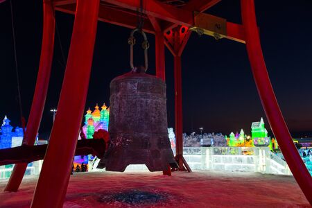 HARBIN, CHINA - JAN 2, 2019: Harbin International Ice and Snow Sculpture Festival is an annual winter festival that takes place in Harbin. It is the world largest ice and snow festival.のeditorial素材