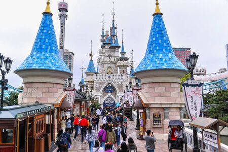 SEOUL, SOUTH KOREA - APR 24, 2019:  The Magic land of Lotte World (Lotte Land) theme park. Lotte World is a major recreation complex in Seoul, South Korea.のeditorial素材