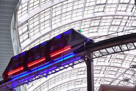 SEOUL, SOUTH KOREA - APR 24, 2019:  The monorail of Lotte World (Lotte Land) theme park. Lotte World is a major recreation complex in Seoul, South Korea.のeditorial素材