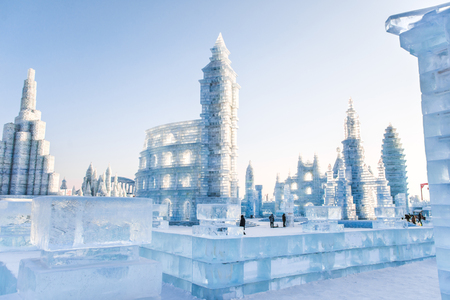 Harbin International Ice and Snow Sculpture Festival is an annual winter festival in Harbin, China. It is the world largest ice and snow festival.のeditorial素材