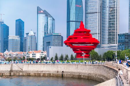QINGDAO, CHINA - June 29, 2019: May Wind The Great Architecture at May Fourth Square in Central...
