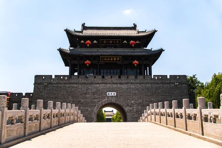 TAIERZHUANG, SHANDONG - JULY 1, 2019: Taierzhuang is located in Zaozhuang in Shandong, is the largest water town in China. Historically, it was an important hub along the Grand Canal, China.のeditorial素材