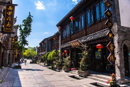 TAIERZHUANG, SHANDONG - JULY 1, 2019: Taierzhuang is located in Zaozhuang in Shandong, is the largest water town in China. Historically, it was an important hub along the Grand Canal, China.のeditorial素材