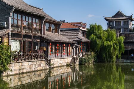TAIERZHUANG, SHANDONG - JULY 1, 2019: Taierzhuang is located in Zaozhuang in Shandong, is the largest water town in China. Historically, it was an important hub along the Grand Canal, China.のeditorial素材