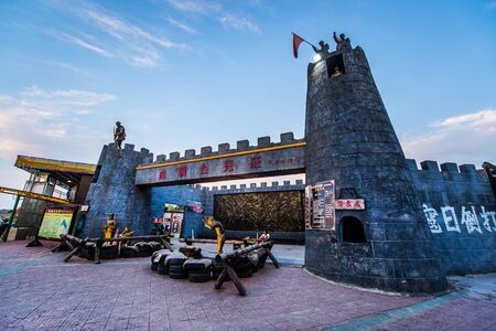 TAIERZHUANG, SHANDONG - JULY 1, 2019: Taierzhuang is located in Zaozhuang in Shandong, is the largest water town in China. Historically, it was an important hub along the Grand Canal, China.のeditorial素材
