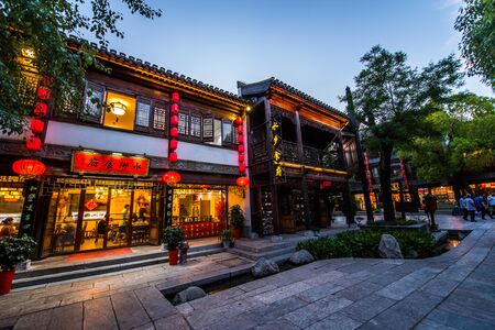 TAIERZHUANG, SHANDONG - JULY 1, 2019: Taierzhuang is located in Zaozhuang in Shandong, is the largest water town in China. Historically, it was an important hub along the Grand Canal, China.のeditorial素材