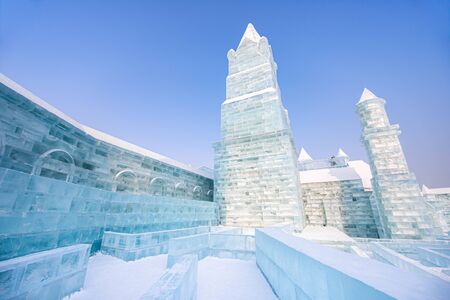 HARBIN, CHINA - JAN 15, 2020: Harbin International Ice and Snow Sculpture Festival is an annual...