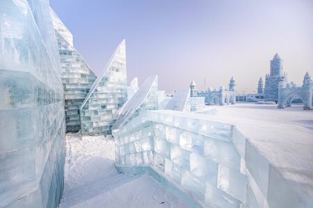 HARBIN, CHINA - JAN 15, 2020: Harbin International Ice and Snow Sculpture Festival is an annual winter festival that takes place in Harbin. It is the world largest ice and snow festival.のeditorial素材