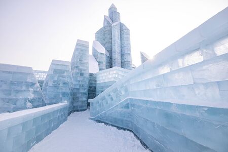 HARBIN, CHINA - JAN 15, 2020: Harbin International Ice and Snow Sculpture Festival is an annual winter festival that takes place in Harbin. It is the world largest ice and snow festival.のeditorial素材