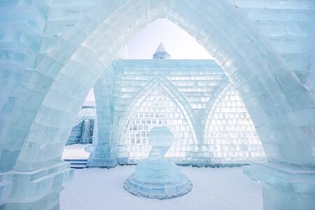 HARBIN, CHINA - JAN 15, 2020: Harbin International Ice and Snow Sculpture Festival is an annual winter festival that takes place in Harbin. It is the world largest ice and snow festival.のeditorial素材