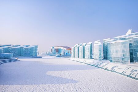 HARBIN, CHINA - JAN 15, 2020: Harbin International Ice and Snow Sculpture Festival is an annual winter festival that takes place in Harbin. It is the world largest ice and snow festival.のeditorial素材