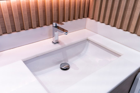 faucet or water tap in toiletの写真素材