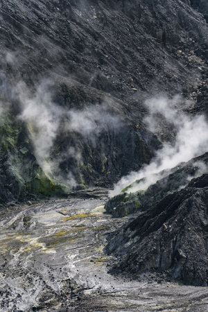 Tangkuban Perahuis is an active volcano. The volcanic crater in Bandung, West Java of Indonesiaの写真素材