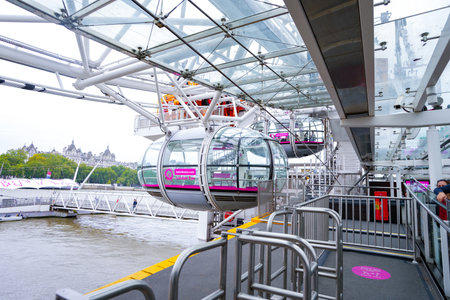 London, England - AUG 31, 2024 - London eye pod at station deck, London, England.のeditorial素材
