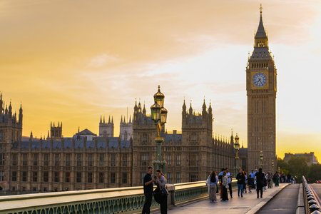 LONDON, UK - AUG 31, 2024- Westminster palace or Houses of parliament and Big Ben tower, London, UK.のeditorial素材