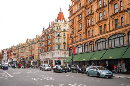 London, UK - AUG 30, 2024- Harrods is a British luxury department store located on Brompton Road in Knightsbridge, London, England.のeditorial素材
