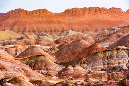 Rainbow hills scenic area of Zhangye National Geopark in Zhangye town, Gansu, Chinaの写真素材