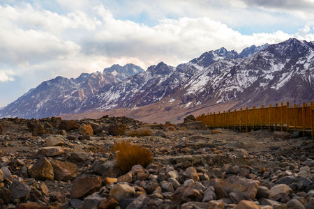 Natural landscape views alongside the road in Western Xinjiang, Chinaの写真素材