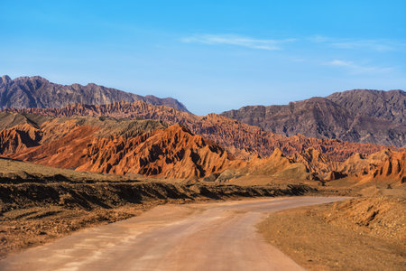 The Flaming Mountains in Turpan, western China. The silk road.の写真素材