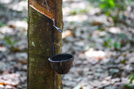 Scrape rubber from rubber trees, latexの写真素材