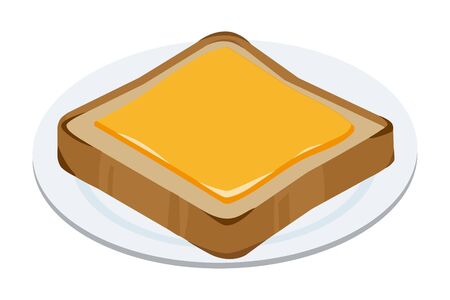 Plate with cheddar cheese toastのイラスト素材