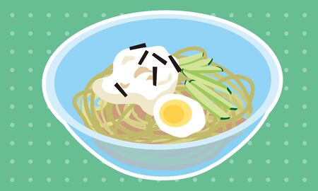 Cold tororo soba lunch to take home in Japanのイラスト素材