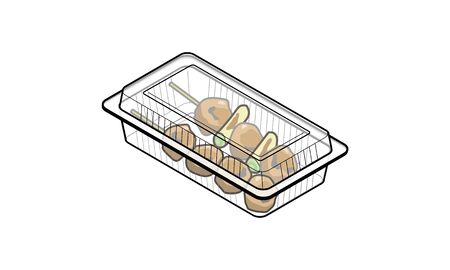 Japanese Yakitori in a food pack for takeoutのイラスト素材